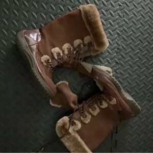 Sporto Brown Faux-Fur Lace-Up Winter Boots